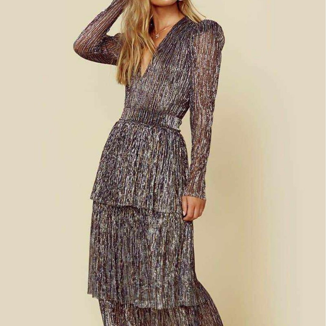 long skirt, elegant commuting black printed high waist long skirt dress