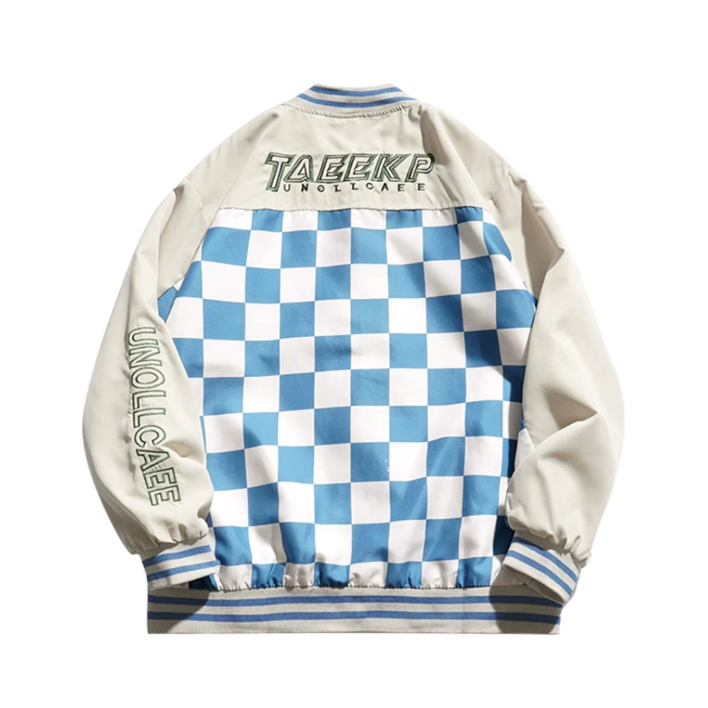 Casual Checkerboard Baseball Uniform Jacket
