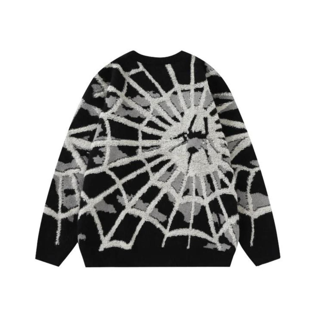 Süßer Strickpullover mit Spinnennetz