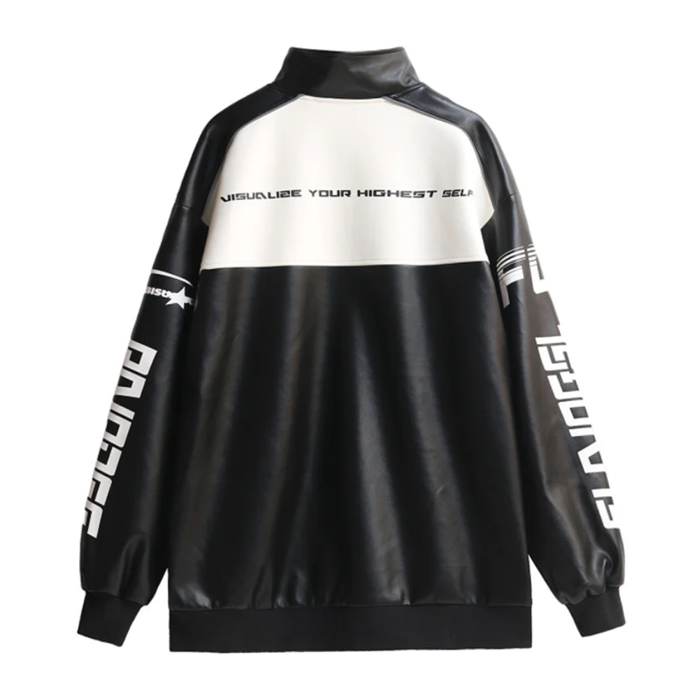 Chaqueta acolchada con letras de motociclista de High Street