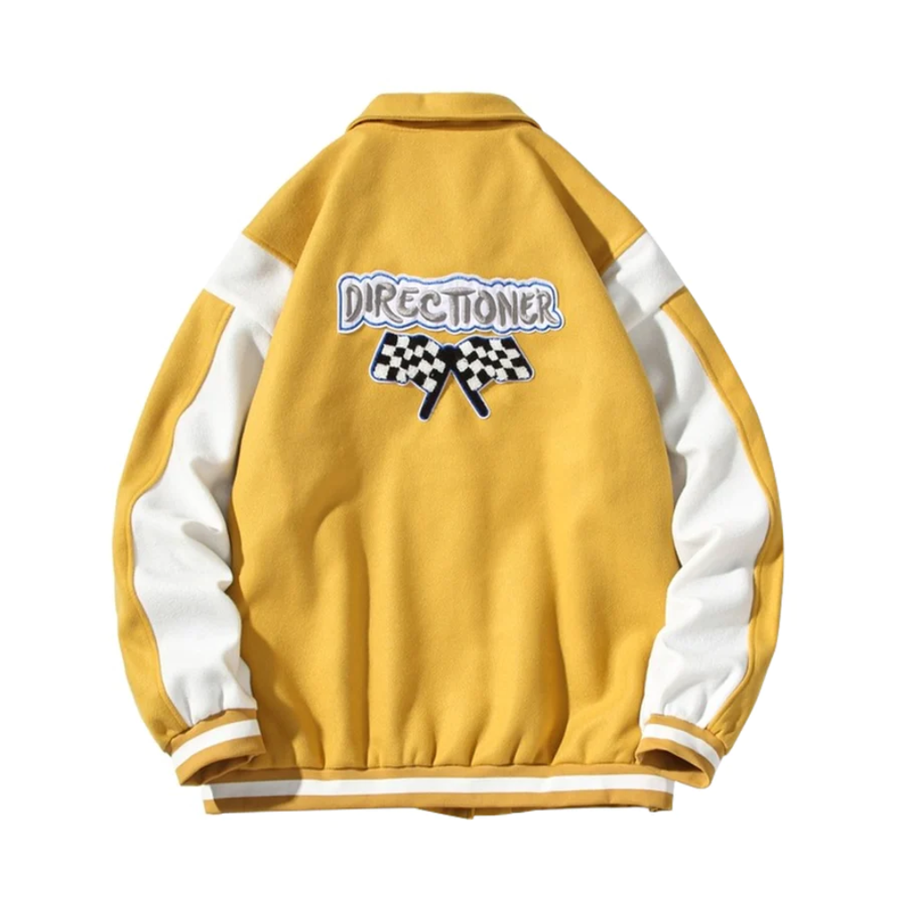 Casual Contrast Color Letter C Jacket