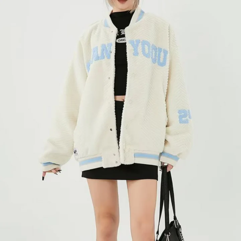 Loose Towel Embroidered Letter Coat