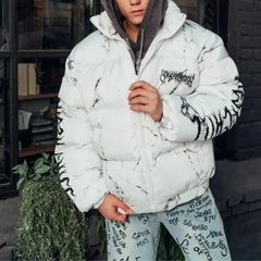 Dark Bear Graffiti Print Coat