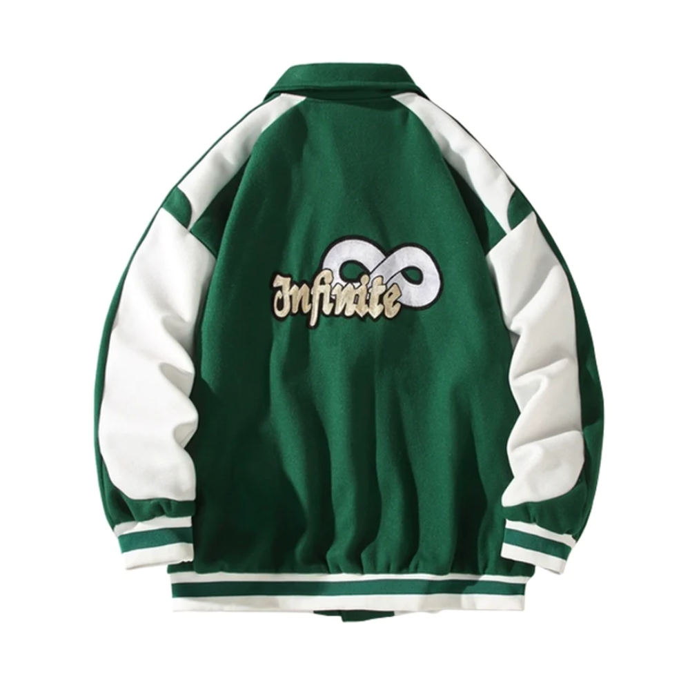 Chaqueta con hombros caídos y bordado en contraste