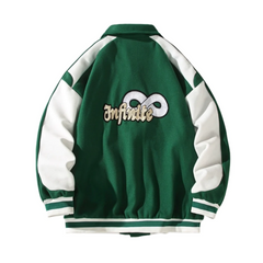 Chaqueta con hombros caídos y bordado en contraste