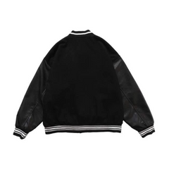 Chaqueta de béisbol con bordado de esqueleto de letras