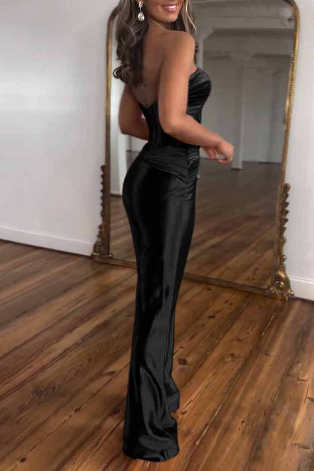 Twisted Strapless Cutout Corset Straight Leg Party Jumpsuit - Red
