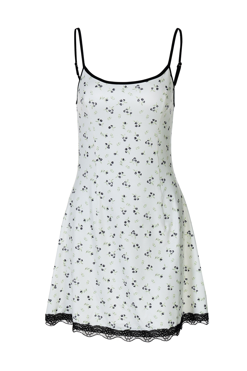 Polka Dot Print Cinch Waist Lace Trim Slip Mini Dresses - White