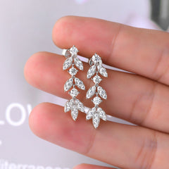 925 Sterling Silber Moissanit Blatt Ohrringe