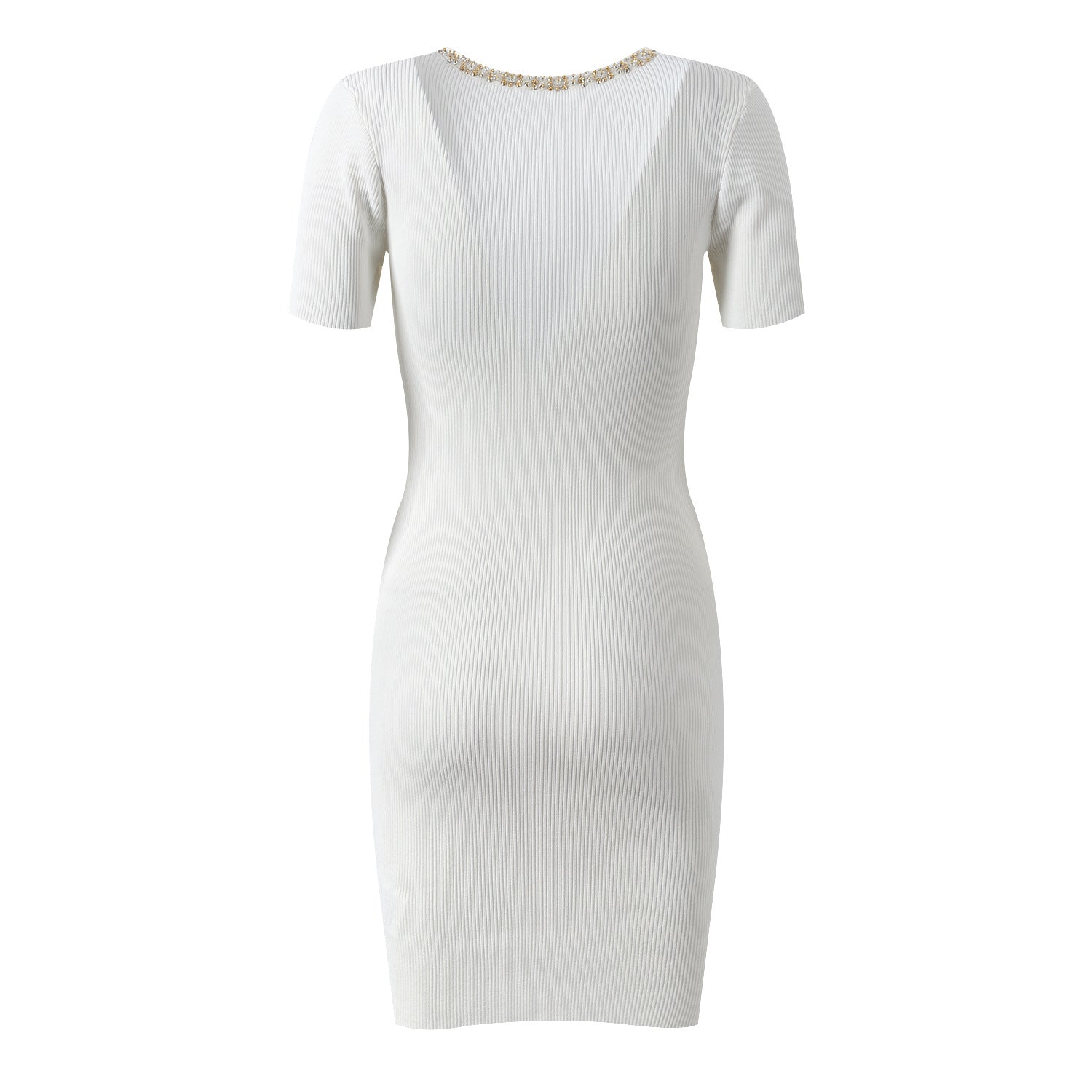 collar heavy industry nail bead commuting slim fit short sleeved dress gentle anti-aging dress