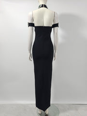 Bandage dress rhinestone flower long dress red carpet dress