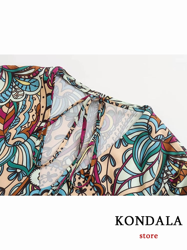 Vintage Flower Print V Neck Loose Long Dress Women Petal Sleeve Ruffles Fashionn Dress Boho Elegant Vestidos