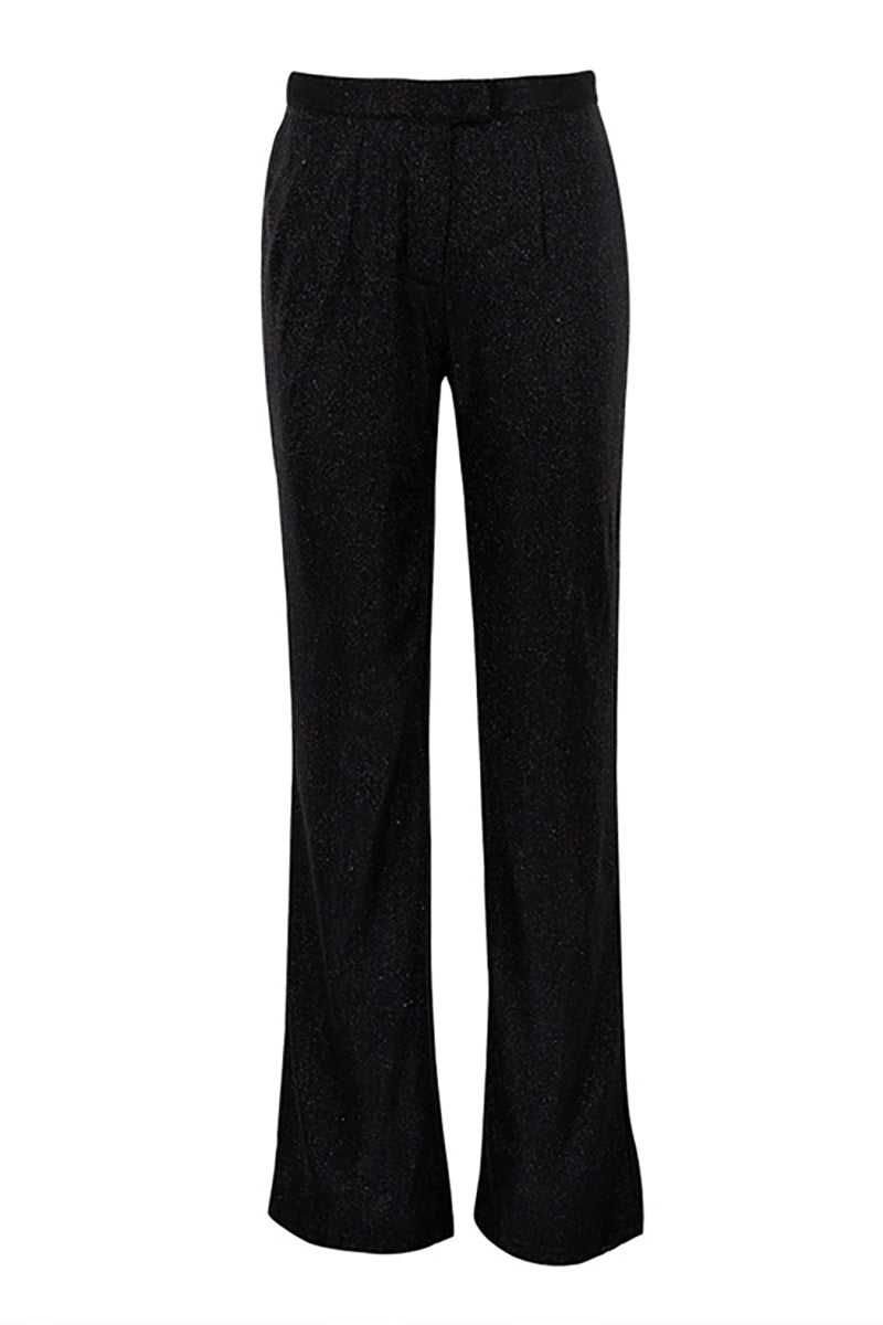 Sequin Notch Lapel Blazer Cami Bra Straight Leg Pants Matching Set - Silver