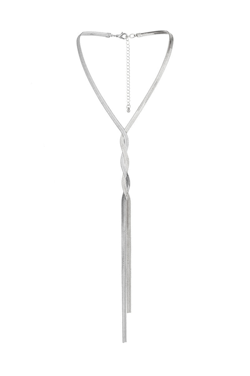 Alloy Twisted Knotted Chain Long Necklace