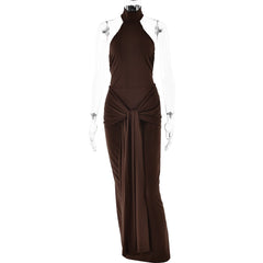 Round neck strappy dress, sexy hot girl backless tight long dress