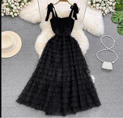 A-line Black Tulle Summer Dress