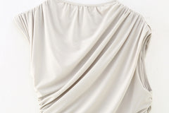 Women Short Drop Dress Woman Neckline Asymmetric Sleeveless Slim Fit Female Chic Mini Dresses