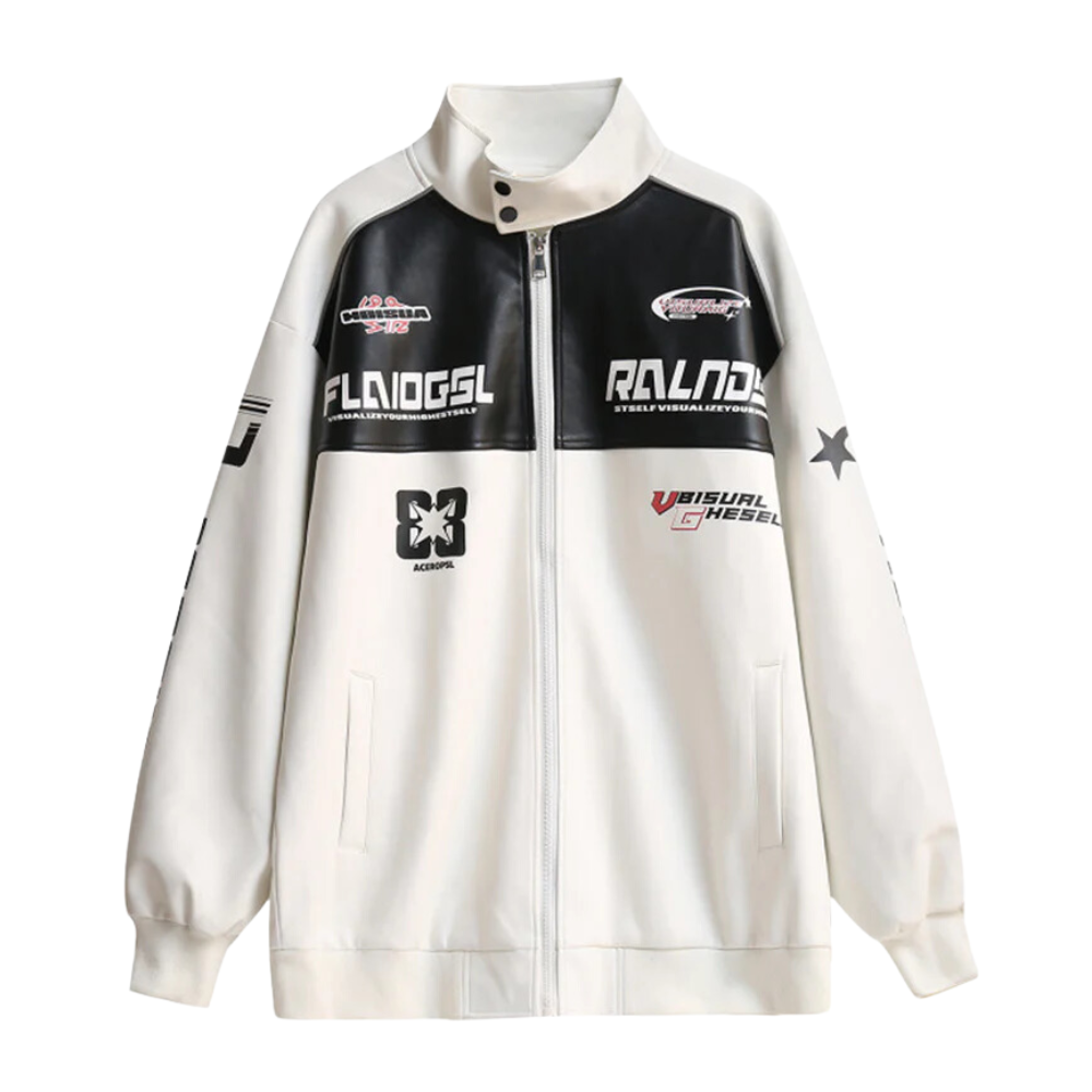 Chaqueta acolchada con letras de motociclista de High Street