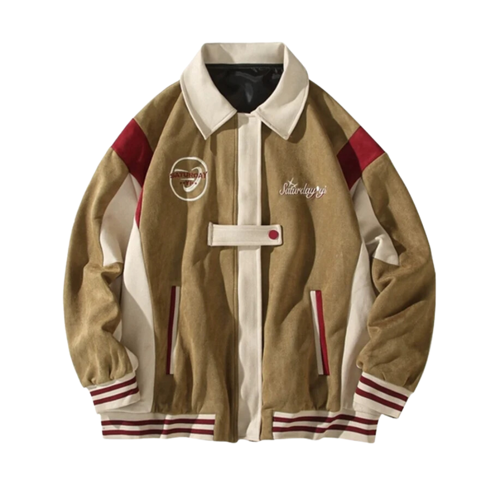 Chaqueta de ante japonés con costuras en colores contrastantes