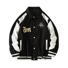 Chaqueta con hombros caídos y bordado en contraste