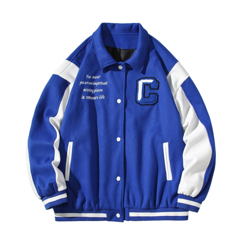Casual Contrast Color Letter C Jacket