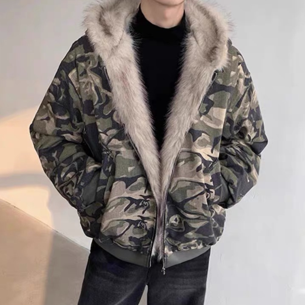 Camouflage Fur Coat