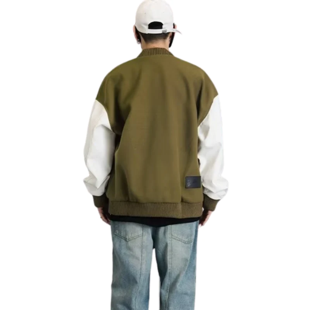 Chaqueta de béisbol con bordados de cruz estilo hip hop vintage