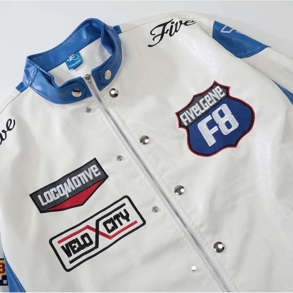 Chaqueta retro de cuello alto para motociclista de calle