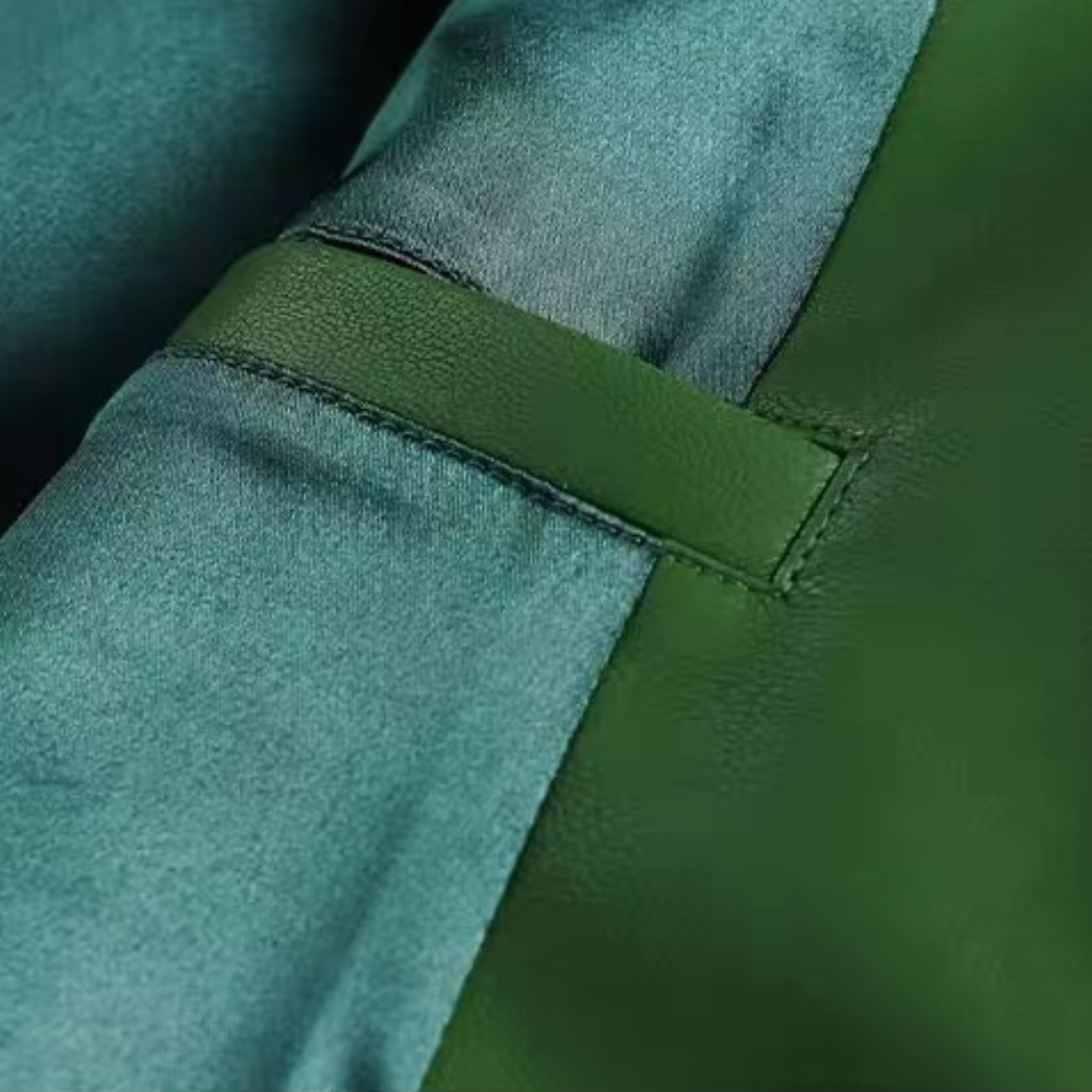 chaqueta de cuero con bloques de color