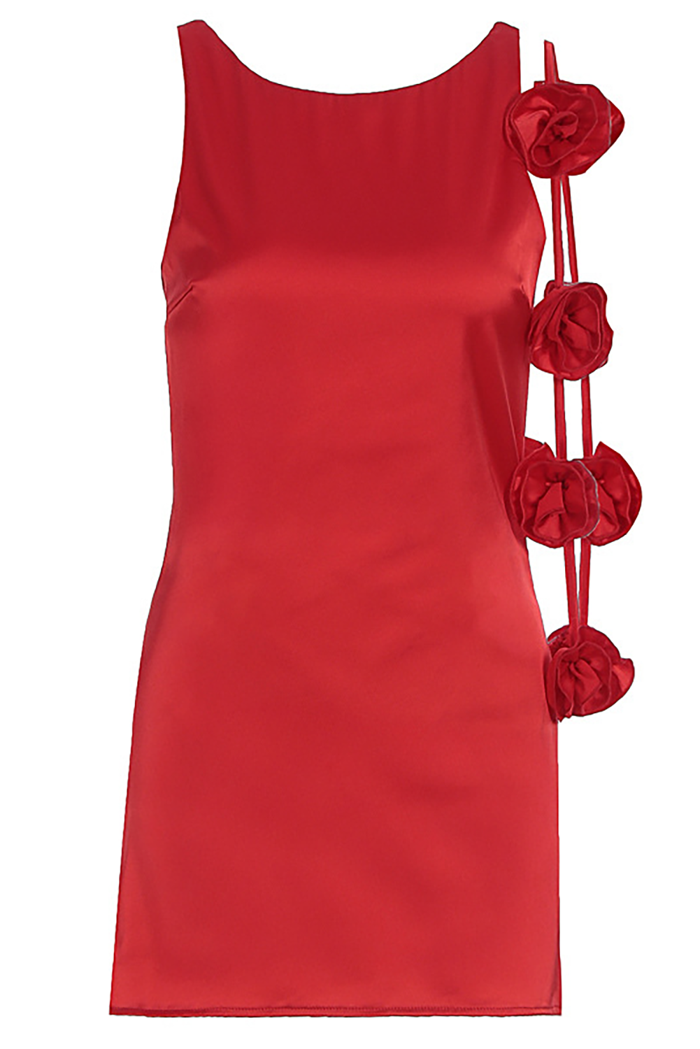 Open Back Flower Drape Design Slim Fit Sleeveless Mini Dresses - Red