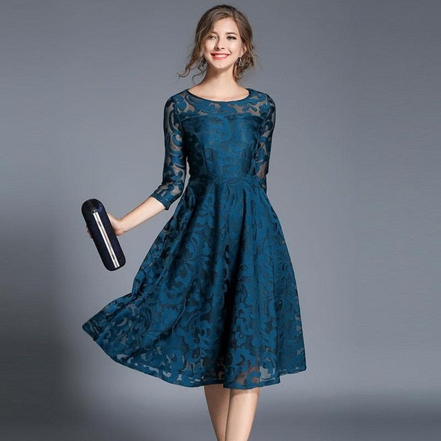 Spring England Style Luxury Elegant Slim Ladies Party Dress