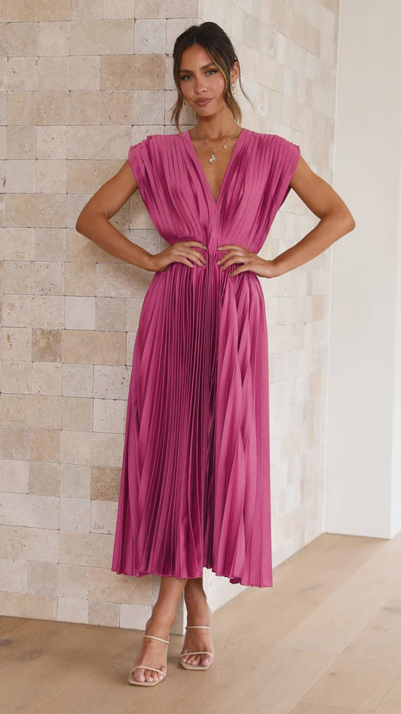Spring/Sexy Pleated Dress INS Casual Loose Zipper Sleeveless Dress