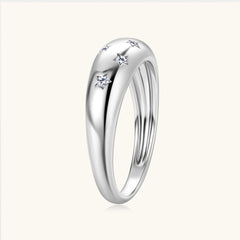 925 Sterling Silber eingelegter Moissanit-Sternring