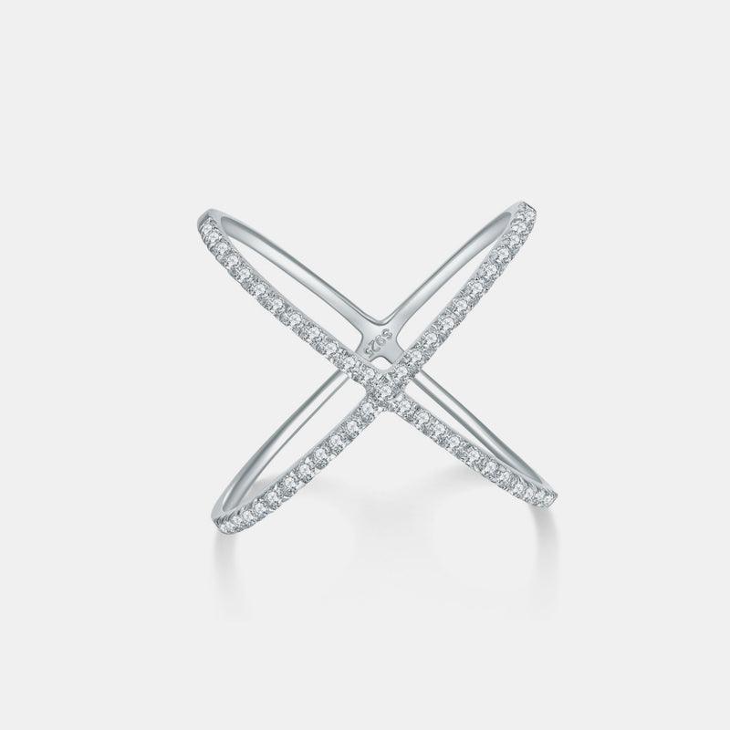 925 Sterling Silber Moissanit Crisscross Ring