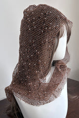 Pebble Decor Fishnet Shawl Hooded Hat