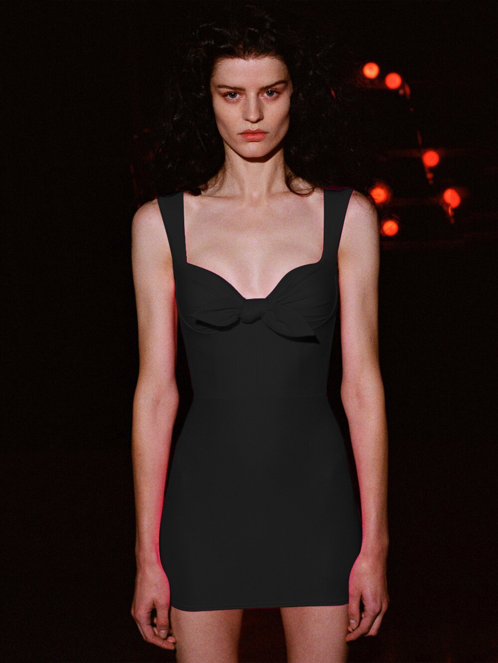 Sleeveless V Neck Bow Mini Bandage Dress