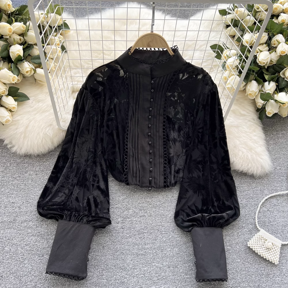 Women's Puff Sleeve Lace Blouses