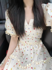 French polka dot retro polka dot dress in summer