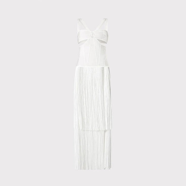 Suspenders, Fringe, Party Club, Street Socialite Elegant Bandage Dress