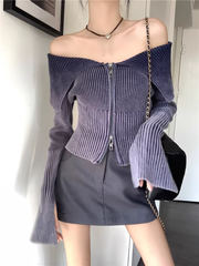 Off the shoulder long-sleeve sweater