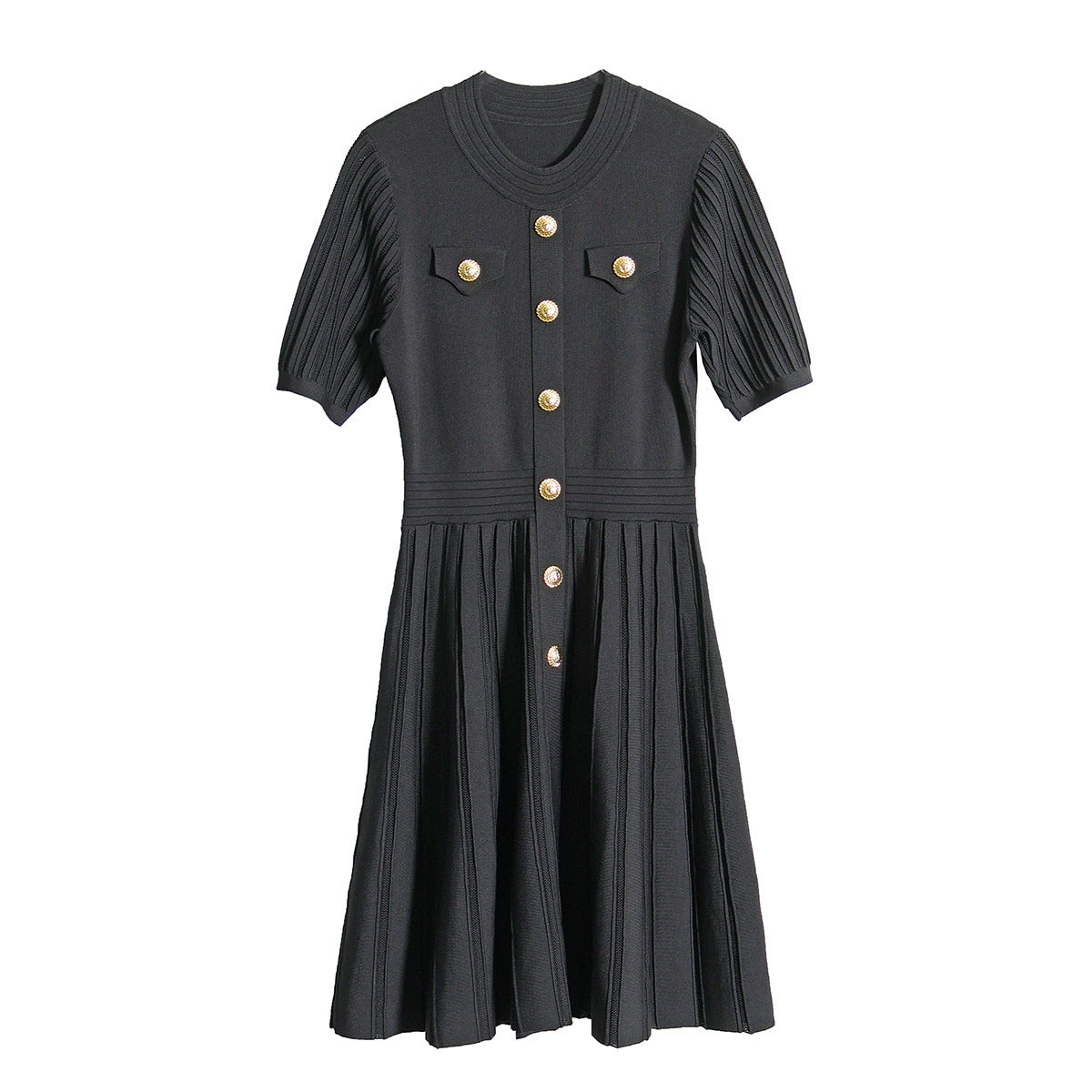 style small fragrant dress with French temperament, niche design, pocket curved bead knitted skirt