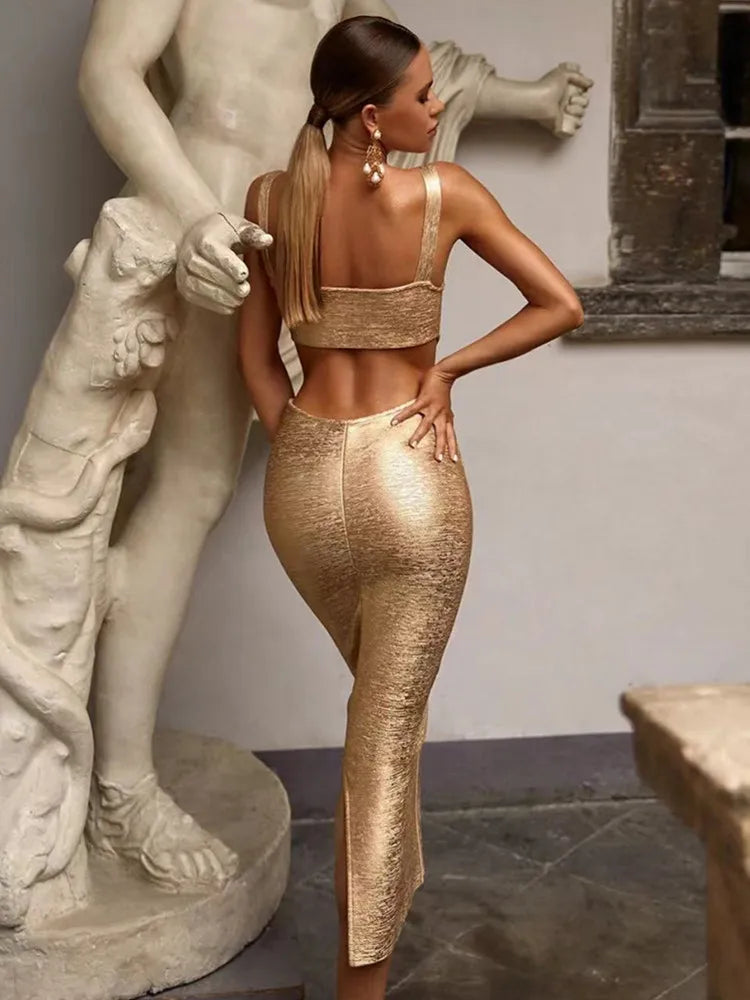 sexy hot stamping banquet party dress with bandage dress