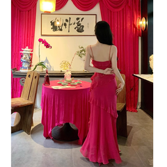 Hot pink Straps Kleid Sommer Urlaub am Meer