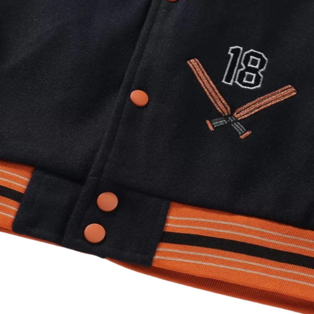 Chaqueta universitaria vintage de jacquard con estampado de atardecer