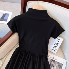 little black dress half turtleneck A-line skirt summer