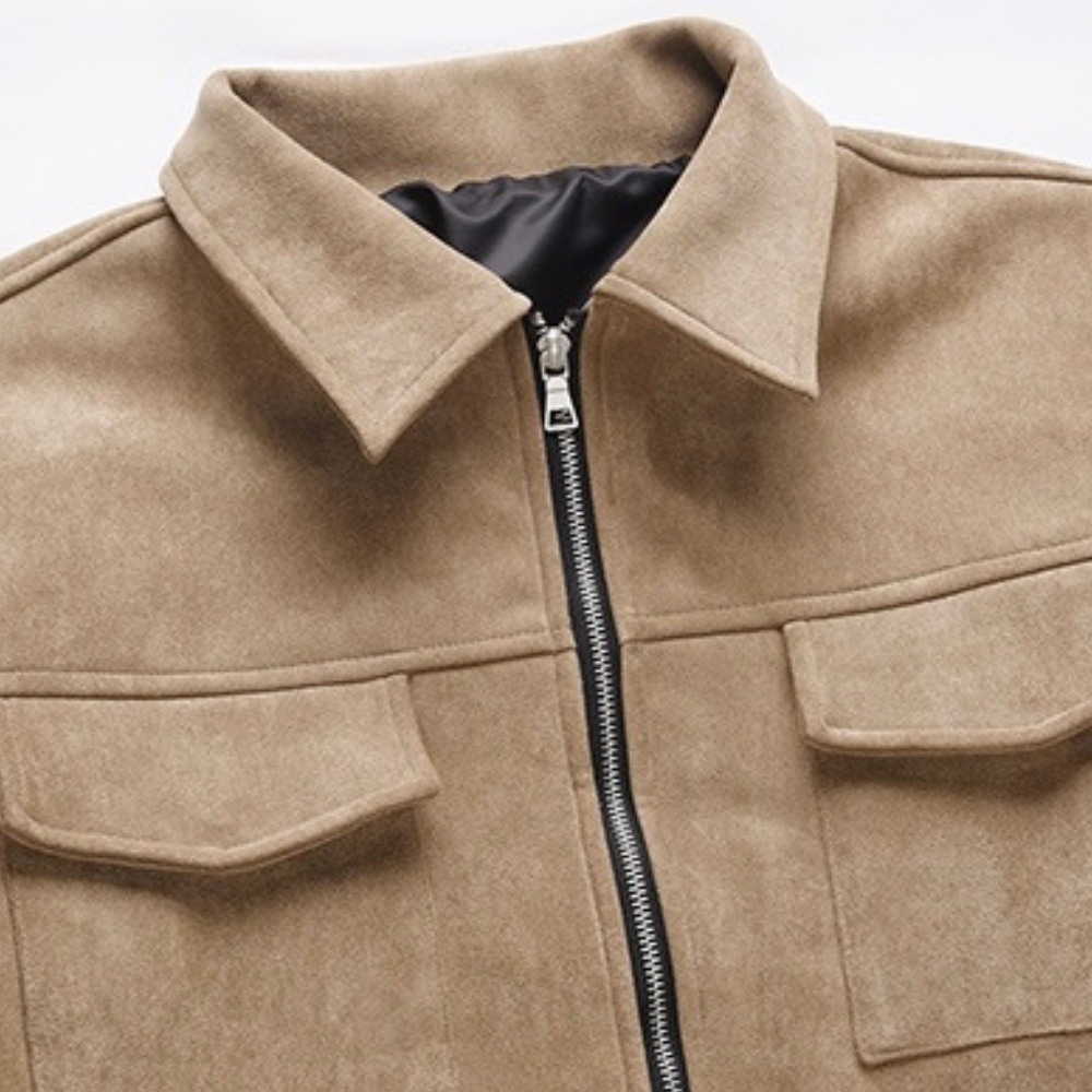 Chaqueta de terciopelo con cremallera engrosada de piel de ciervo