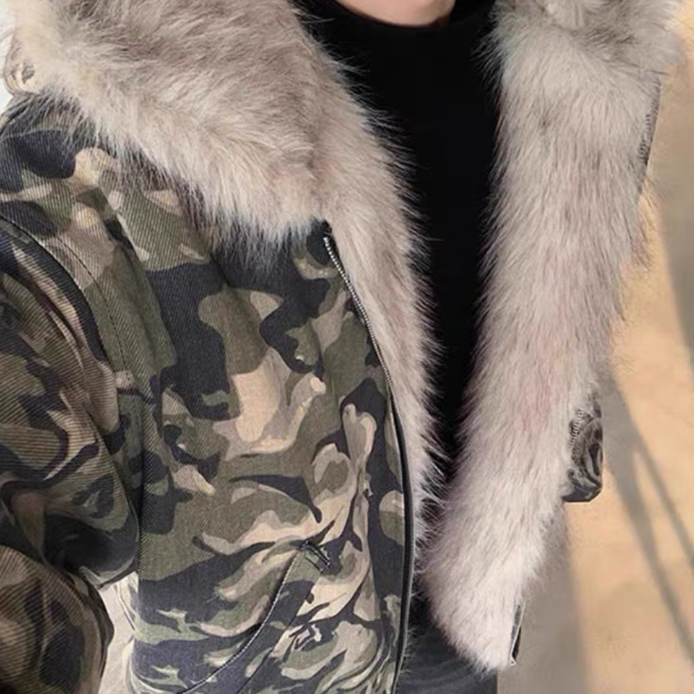 Camouflage Fur Coat