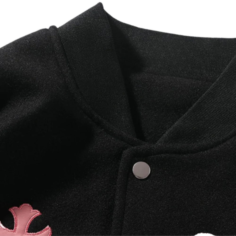 Chaqueta de béisbol con bordados de cruz estilo hip hop vintage