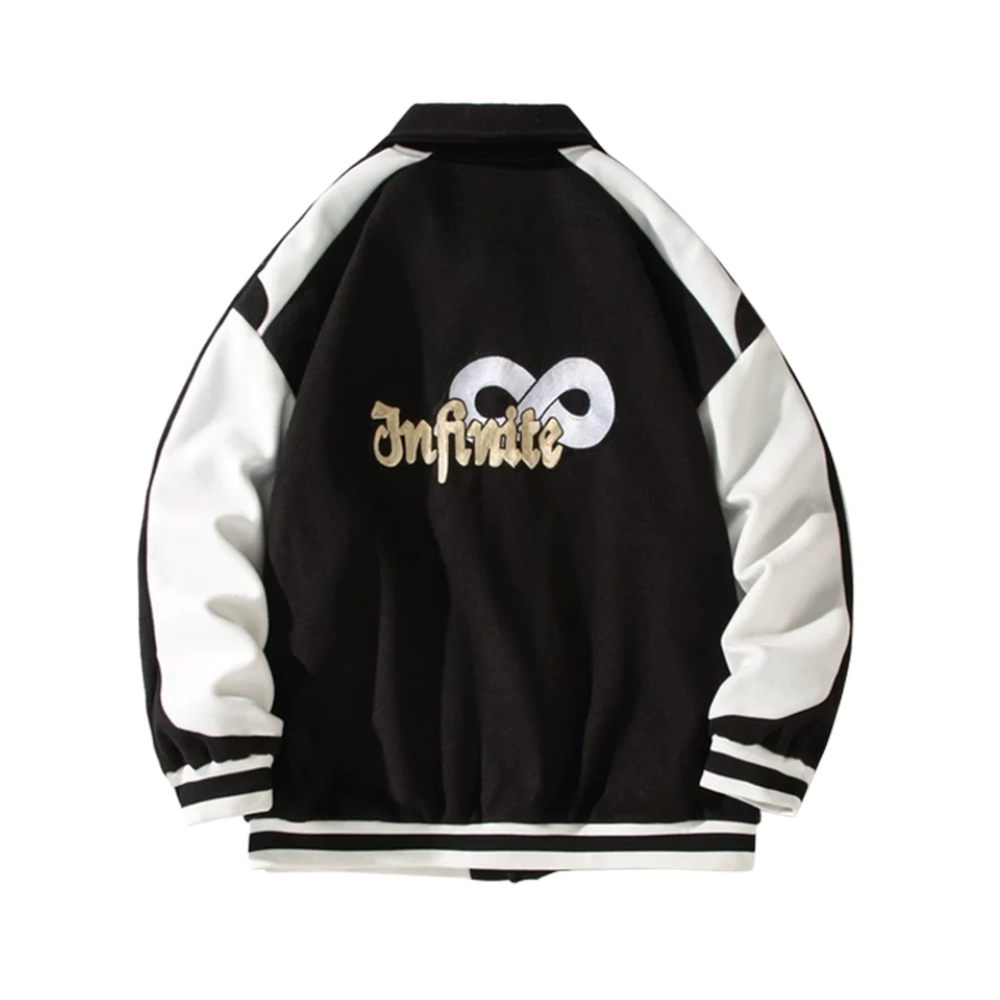 Chaqueta con hombros caídos y bordado en contraste