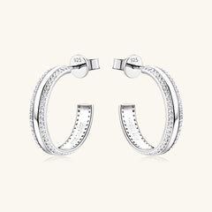 925 Sterling Silver Inlaid Moissanite C-Hoop Earrings